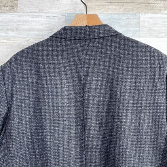Jos A Bank Reserve Tollegno 1900 Sport Coat Gray Micro Windowpane Tweed Mens 46L - Picture 6 of 10